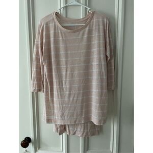 Old Navy pink and white stripe lightweight linen long sleeve top M